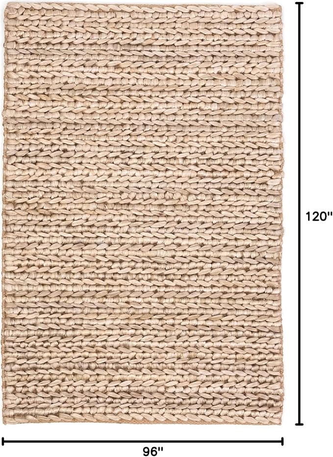 Dash and Albert Jute Area Rug - 7.5 X 9.5 Bleached Oak Solid Handwoven Accent Rug - Durable, Eco-Friendly, High Traffic Areas Hallway, Bedroom, Stairs - Premium Luxury Hotel Quality Soft Breathable