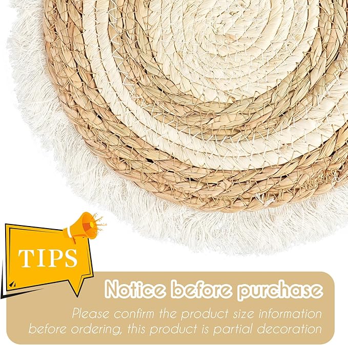 7PCS Boho Wall Baskets Set, Boho Wall Decor, Round Handmade Seagrass Rattan Wicker Wall Art Room Decor Hanging Wall Basket Decor for Farmhouse Living Room Bedroom Display Table Kitchen Home (Black)