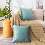 NiNi ALL Decorative Throw Pillow Covers Pack of 2, Velvet Cushion Case for Couch Bedroom Living Room Outdoor, Pillow Covers 16x16 Inch（40 x 40 cm） Light Blue