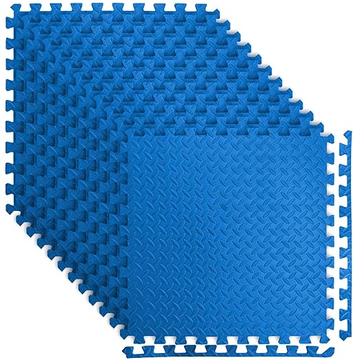Art3d 48 Sq.Ft Eva Puzzle Exercise Mats, 1/2" Thick Foam Interlocking Tiles for Flooring, Workout, Gym Equipments, Pack of 12, Blue