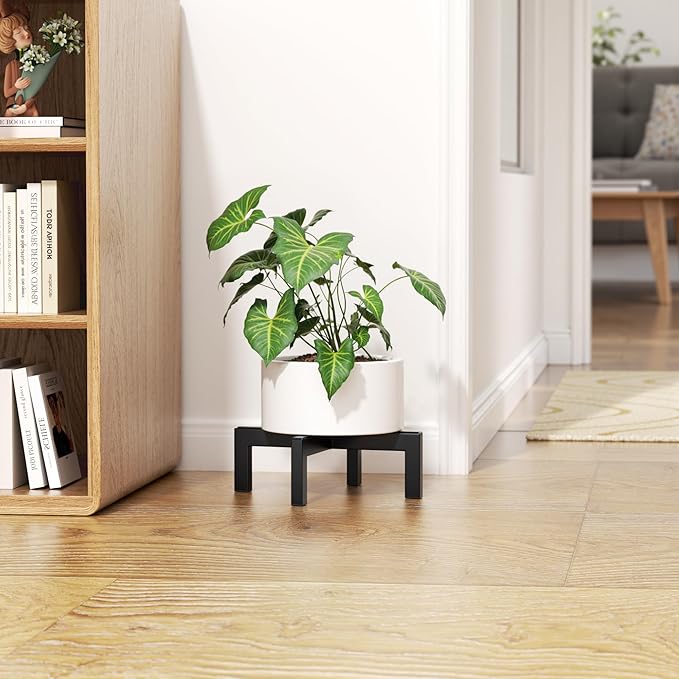 Plant Stand Holder Single Plant Riser For Indoor Outdoor Flower Pot Stand Tall 3.6 IN Metal Black