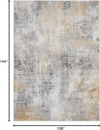 Area Rug 9×12, Large Vintage Boho Rug,Ultra-Soft Low Pile, Washable, Non Slip,Stain Resistant, Printed Carpet for Living Room Bedrooms Playroom Office Kitchen, Gold/Grey