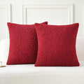 FUTEI Maroon Throw Pillow Covers 24x24 Inch Set of 2,Furry Faux Fur Teddy Boucle Textured Cushion Covers,Soft Fluffy European Pillow Shams,Home Decor for Couch Bed Living Room Office Car