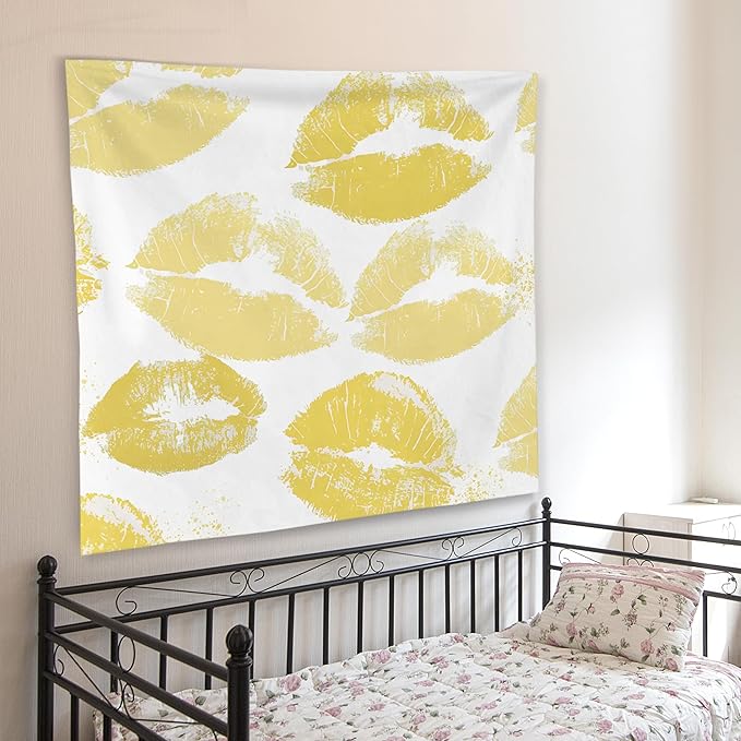 WNAGT Trendy Black and White Kiss Lips Tapestry Wall Hanging, Funky Makeup Wall Decor, Fashion Aesthetic Wall Blanket Decor for Girls Room College Dorm Makeup Room Beauty Room, 50x60 Inch