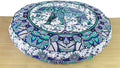 ICC Large Hippie Mandala Round Floor Pillow Cover Ottoman Pouf Cover Daybed Oversized Cotton Cushion Cover with Heavy Duty Zipper Seating Ottoman Poufs Dog-Pets Bed (Blue Standing Elephant, 35" Round)
