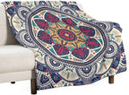 Abstract Mandala Throw Blanket Indian Hippie Bohemian Art Floral Texture Pattern Blanket for Sofa Bed Couch Chair Or Dorm 50"x60"