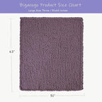 Bigacogo Chunky Knit Throw Blanket for Couch, 51x63 inches, 100% Hand Knitted with Thick Jumbo Chenille Yarn, Cozy Soft Large Rope Knot Cable Crochet Blankets for Sofa Bed Living Room, Winter Grape
