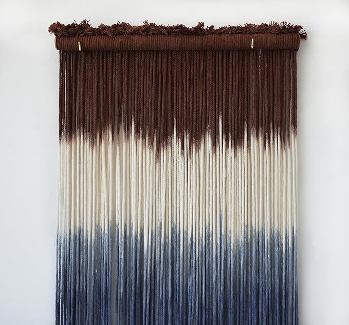 Macrame Wall Hanging Dip-Dye Wall Decor 15''W*39''L Boho Handmade Fiber Wall Art Decor for Nursery Bedroom Living Room