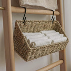 StorageWorks Woven Wall Baskets for Storage, Seagrass Baskets for Shelf, Wall Storage for Kitchen and Bathroom, Hanging Baskets for Organizing, 2 Pack