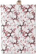 Plum Blossom Blanket 50×60 Inch,Japanese Asian Ink Painting Style Lightweight Flannel Throw with Red Flowers on White,Zen Minimalist Art Home Decor,Gifts for Girls,Women