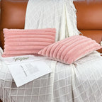 12x20 Throw Pillow Covers Set of 2, Decorative Faux Fur Covers for Bed, Couch Soft Fluffy Pillow Cover with Velvet Back for Living Room, Neutral Home Décor Accent for Sofa - Pink