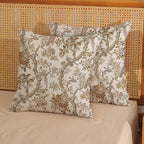 Chinoiserie Pillow Covers 18x18 Set of 2 Brown Bird Floral Throw Pillows Vintage Flowers Bird Decorative Pillowcase Farmhouse Linen Cushion Case Decor Outdoor Throw Pillows for Couch Sofa