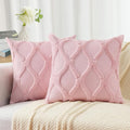 decorUhome Spring Throw Pillow Covers 18x18 Inch Set of 2, Soft Plush Faux Fur Wool Light Pink Accent Couch Pillow Covers for Modern Farmhouse Bed Sofa Living Room