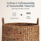 Best Choice Products 2-Piece Round Nesting Baskets W/Handles, Handwoven Water Hyacinth, Plant Holder, Laundry Basket, Storage Organizer, Tote Bins for Bedroom, Living Room, & Laundry Room - Chestnut