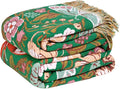 Boho Throw Blanket for Couch Sofa Chair Cotton Spring Blankets for Bedroom Living Room All Season Lightweight Reversible Butterflies Embroidery Throws 50"x60"