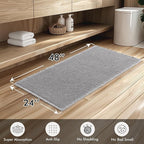 MIULEE Set of 2 Waffle Bathroom Runner Rugs, Boho Bath Rugs Non Slip Washable, Super Absorbent Bath Mats, Rubber Backed Shower Mats for Hallway Bedroom Laundry Room, Light Grey, 2'x4'(24x48 Inch)