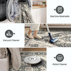 Washable Area Rugs 5x7, Ultra-Thin Rugs for Living Room, Bedroom, Dining Room, Stain Resistant Anti Slip Backing Area Rug, Super-Soft Floral Vintage Home Decor Rug (Black/Beige, 5'x7')