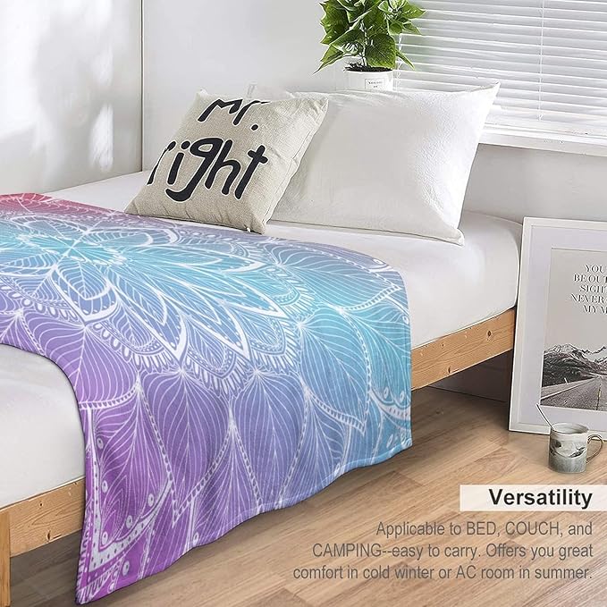 Boho Mandala Floral Throw Blanket Bohemian Flower Blanket for Sofa Bed Couch Chair Or Dorm 30"x40"