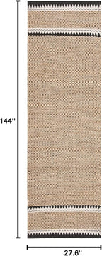 SAFAVIEH Natural Fiber Collection Runner Rug - 2'3" x 12', Natural & Black, Handmade Farmhouse Boho Coastal Rustic Jute, Ideal for High Traffic Areas in Living Room, Bedroom (NF874B)