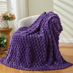 NEWCOSPLAY Super Soft Queen Blanket Purple Premium Silky Flannel Fleece 3D Clouds Stylish Jacquard Lightweight Bed Blanket All Season Use 350GSM (Purple, Queen(90"x90"))