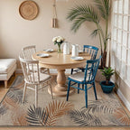 LIVEBOX Modern Easy Jute 5x7 Outdoor Rug, Washable Area Rugs for Living Room Patio Tropical Leaf Indoor Outdoor Rug, Boho Farmhouse Non Slip Carpet for Backyard Foyer Dining Room(Beige, 5'x7')