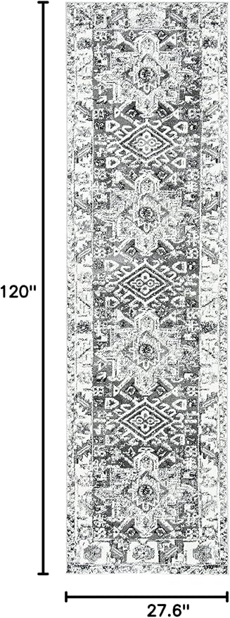 SAFAVIEH Vintage Hamadan Collection Runner Rug - 2'3" x 10', Grey & Ivory, Traditional Persian Design, Non-Shedding & Easy to Clean, Ideal for Hallway, Foyer, Entryway, Bedroom (VTH211G)