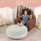 Macaron Bean Bag Chair for Kids and Teens, Comfy Sherpa Pouf Ottoman for Kids and Adult, 27.5"×27.5"×13.5", Purple and Green