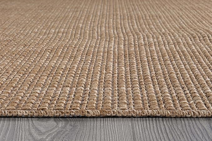 Beverly Rug Easy Jute Natural Large Rug 9x12 Solid Washable Durable Outdoor Indoor Area Rugs for Living Dining Room Patio Office Stain Resistant Non Shedding Indoor Outside Carpet (9 x 12 Natural)