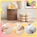 10 Pcs Cute Flower Pillow 15.75 Inch Flower Plush Throw Pillow Aesthetic Decorative Seating Cushion for Spring Back to School First Day of School Sofa Couch Decor (Monochrome,Light White)