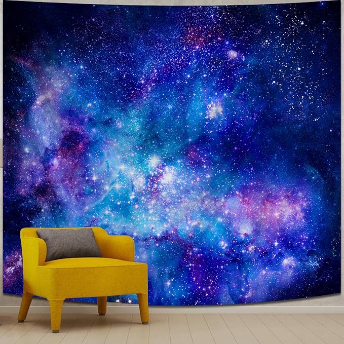 Apdidl Galaxy Space Backdrop Tapestry for Bedroom Aesthetic, Blue Purple Night Starry Sky Stars Universe Ceiling Tapestry, Mysterious Nebula Wall Hanging Room Decor for Living Room Dorm 60'' x 79''