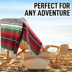 Hydration Nation Authentic Large Handwoven Mexican Blanket - Soft Yoga- Durable Serape- Lightweight Falsa, Beach, Camping, Picnic, Outdoor Blanket 70"x50" - Dragon