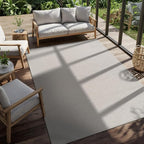 CAMILSON Easy Jute Rug 10x14 Indoor Outdoor Off-White Farmhouse Area Rugs for Living Room Patio and Kitchen Rug Solid Woven Design Easy-Cleaning Washable Outside Carpet Alfombras 10 x 14