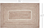 VHC Brands Jute Rug Rectangle with Pad, Natural & Crème, 60x96