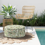 Indoor/Outdoor Inflatable Ottoman D21 x H9 inch, Round Footstool Inflatable Foot Rest Ottomans with Handle, Portable Ottoman Pouf for Patio, Garden, Camping, Home,Faylinn Shadow Paisley