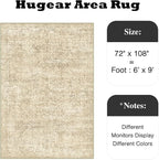 HUGEAR Area Rug 6x9 Retro Beige/Brown Machine Washable Living Room Rugs Distressed Vintage Floral Vacuumable Low Pile Carpet Bedroom Office Dining Room Laundry Room Non Slip Soft Lightweight
