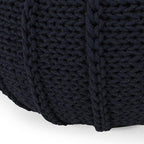 Round Pouf Ottoman, 18" Bordeaux Knitted Cotton Woven Round Pouf, Handmade Woven Bean Bag for Living Room, Floor Bag for Bedrooms, Home, Offices, Sofa Footrest (Deep Blue)