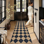 Lahome Colette Checkered Easy Jute Runner Rug, 2x8 Hallway Kitchen Runner Rug Non Slip Washable Outdoor Carpet for Entryway Indoor, Checkerboard Black Indoor Outdoor Carpet for Hallway 8ft Entry