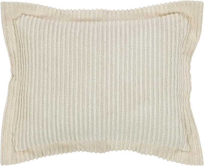 Better Trends Jullian Collection is Super Soft and Light Weight in Bold Stripes Design 100% Cotton Tufted Unique Luxurious Machine Washable Tumble Dry, Standard Sham, Ivory