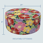 LVTXIII Inflatable Stool Ottoman Footrest with Handle, Decorative Fade-Resistant Foot Stool, Indoor or Outdoor Pouf for Home Garden and Camping Use, D21 x W 21 x H9, Flower Bloom