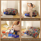 THE ART BOX Cotton Patchwork Vintage Boho Embroidered Floor Pillows & Cushion Cover Dog Pouf Seating Pouf Meditation Pillow Pet Bedding Cat Bed Boho Home Décor (35x35 Inches, Cover Only)