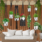 Macrame Plant Hangers, 6Pack Hanging Plant Holders Indoor w/ 6 Set Hooks Handmade Cotton Rope Plant Hangers Set Flower Pots Holder Stand Boho Home Decor Hanging Planters for Indoor Outdoor Plants