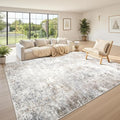 Washable Rugs 10x14 Area Rugs for Living Room,Modern Abstract Rugs for Bedroom,Large Carpets,Ultra Soft Faux Wool Retro Dining Room Rug,Non Slip&Non-Shedding Low Pile Print Rug- Beige Grey