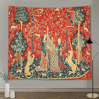 FEASRT European Royal Unicorn with Lion Tapestry, Maiden and Lady, Large 100x90 Inches Soft Flannelette, for Bedroom Living Room Dorm
