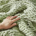 Madison Park Boho Throw Blanket, Soft Blanket Handmade Gift Home Decor, Lightweight & Breathable All Seasons Spring Chunky Knit Blanket, Knitted Throw for Couch, Bed Blanket, 50"x60"Sage Green