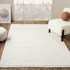 LUXE WEAVERS Solid Machine Woven Cream 5x7 Area Rug, Indoor Stain-Resistant Carpet