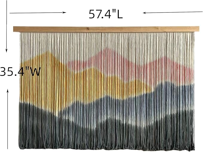 Sdjazl Woven Boho Macrame Wall Hanging Home Decor Tapestry Dip-Dyed Large Modern Handmade Colorful Mountain Landspace For Living room (light pink)