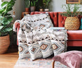 Lqprom Boho Throw Blankets Knit Bed Blankets with Tassel Aztec Western Throws Cover Farmhouse Decor for All Season Sofa Couch Chair Outdoor Camping Picnic Tent Beach Car Traveling 63"x87"