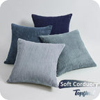 Topfinel Decorative Throw Pillow Covers Dark Blue Navy Series,Summer Corduroy Striped Toss Pillows for Couch,Patio,Balcony,Children Bedroom,Modern Fluffy Green Gradient Shams 20x20 Inch Set of 4
