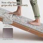Arttown Kitchen Mats for Floor 2Pcs-Anti Fatigue Non Slip Mats for Kitchen Floor, Cushioned Waterproof & Stain-Resistant Boho Stripe Square Mat Set, Laundry Room, Office, Sink, Desk (White/Blue)