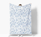 Floral Fuzzy Blanket Blue Floral Throw Blanket, Botanical Flowers Blankets, Soft, Flannel, Warm, Boho Flowers Bed Blankets All Season for Couch Bedroom Living Room 60X70 Inch